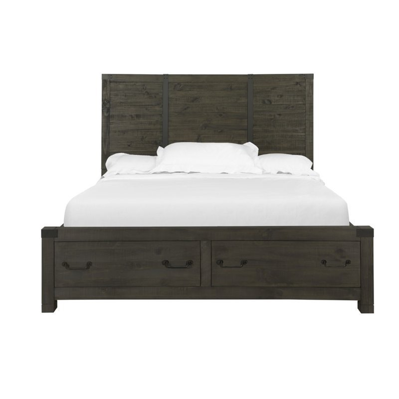Magnussen Abington California King Panel Bed with Storage in Charcoal