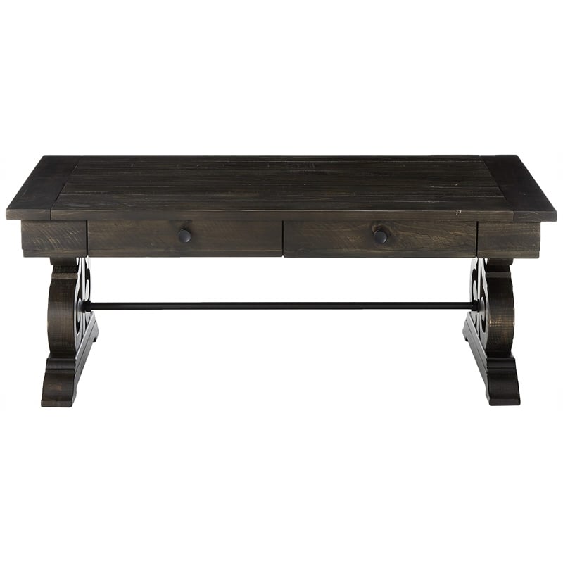 Magnussen Bellamy Solid Wood and Metal Coffee Table in Peppercorn