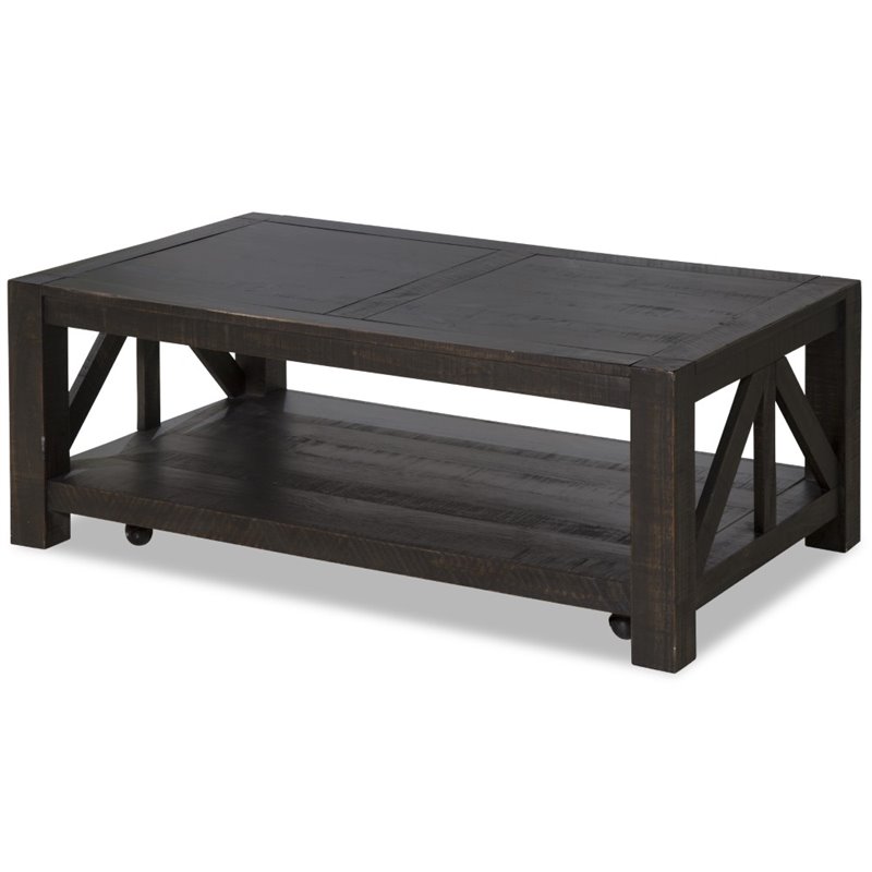 Magnussen Easton Mobile Coffee Table In Rustic Dark Chocolate
