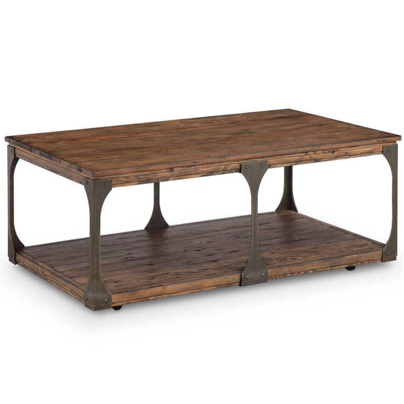 montgomery industrial bourbon reclaimed wood round accent table