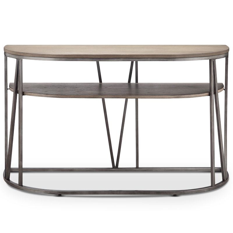 Magnussen Avalon Modern Demilune Console Table In Weathered White Magnussen Avalon Modern Demilune Console Table In Weathered White Oak