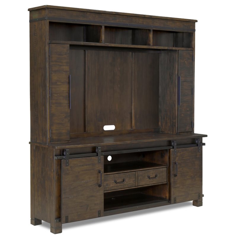Magnussen Pine Hill 2 Piece Entertainment Center In Rustic Magnussen Pine Hill 2 Piece Entertainment Center In Rustic