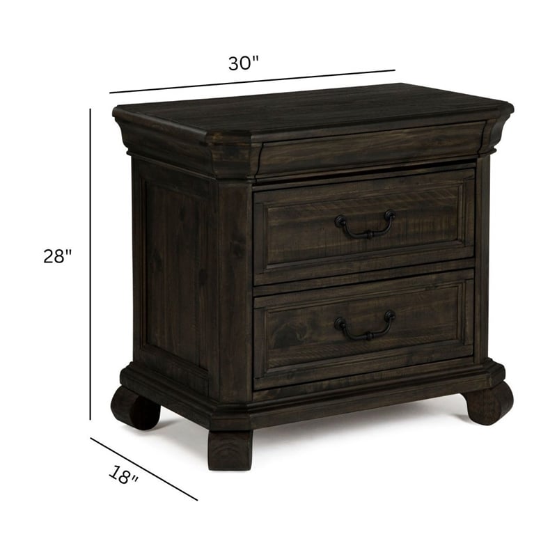 Magnussen Bellamy Traditional Peppercorn 3 Drawer Nightstand