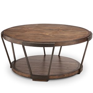 magnussen yukon industrial bourbon coffee table with casters