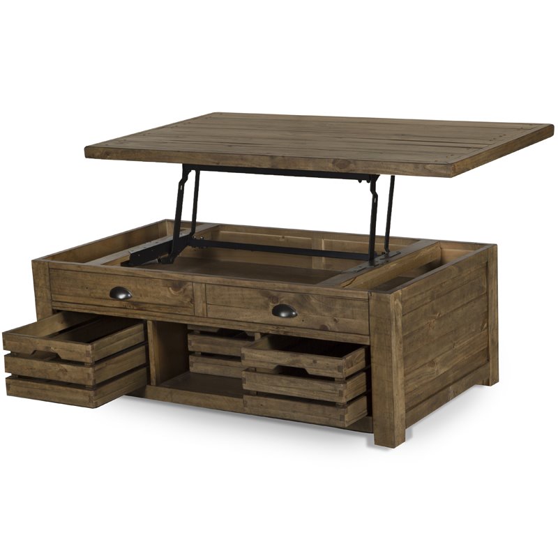 Magnussen Stratton Rustic Lift Top, Hideaway Coffee Table With Storage