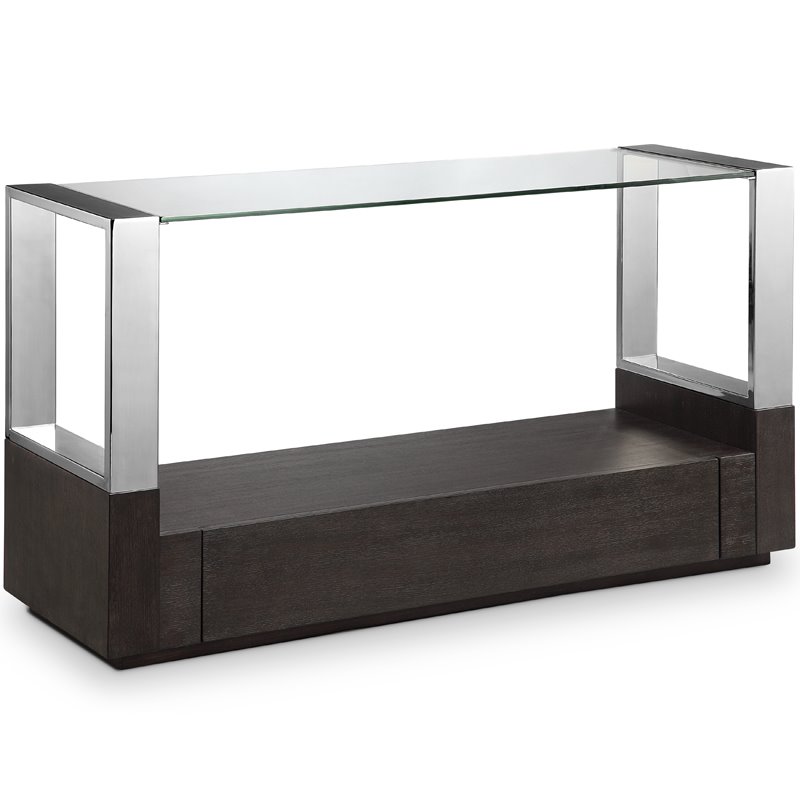 Magnussen Revere Contemporary Graphite Glass Top Entryway Table