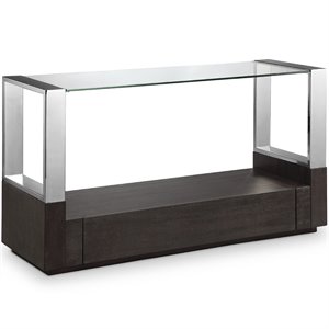 magnussen revere contemporary graphite glass top entryway table with storage