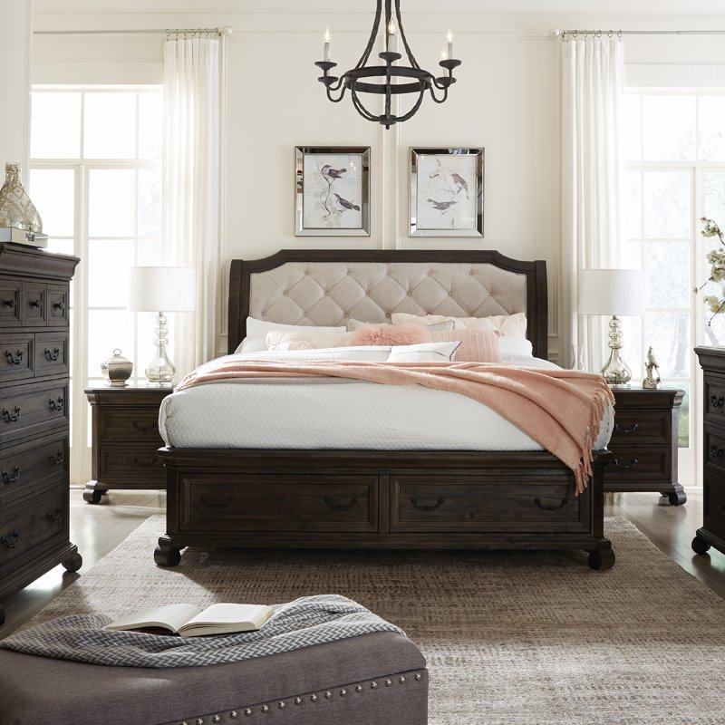 Magnussen Bellamy Traditional Peppercorn Queen Sleigh Storage Bed