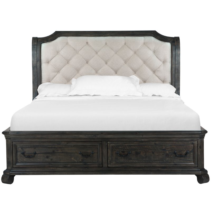 Magnussen Bellamy Traditional Peppercorn California King Sleigh Storage Bed