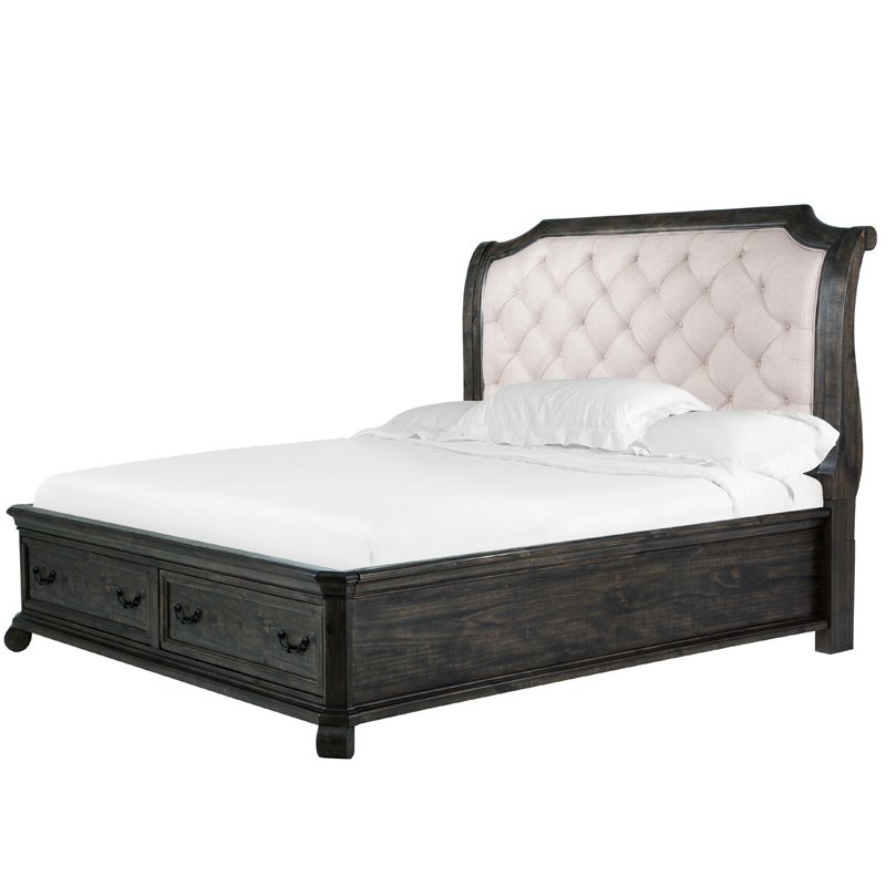 Magnussen Bellamy Traditional Peppercorn California King Sleigh Storage Bed