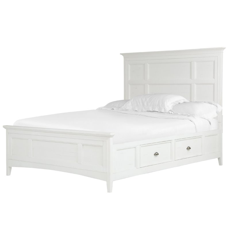 Magnussen Heron Cove Soft White Queen Panel Bed with Storage