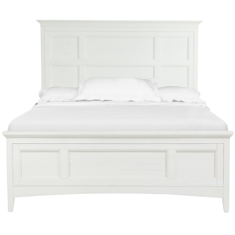 Magnussen Heron Cove Traditional Soft White King Panel Bed with Storage