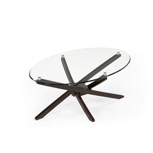 xenia oval glass top cocktail table with espresso base
