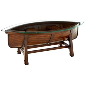 Magnussen Beaufort Oval Cocktail Table with Dark Oak Base and Glass Top