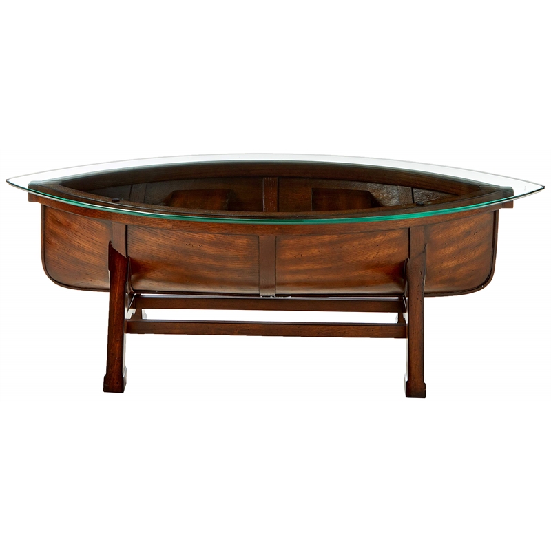 Magnussen Beaufort Oval Cocktail Table with Dark Oak Base and Glass Top