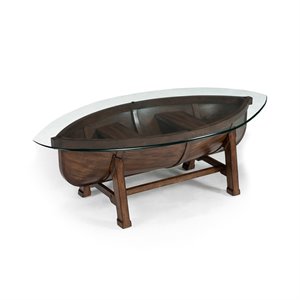 magnussen beaufort oval cocktail table with dark oak base and glass top
