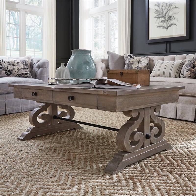 Magnussen Tinley Park Rectangular Cocktail Table in Dovetail Gray
