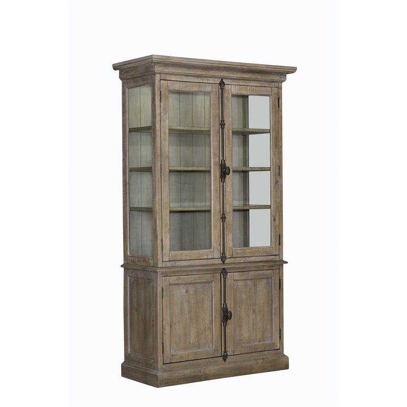 Magnussen Tinley Park Pine Wood China Cabinet in Dovetail Gray