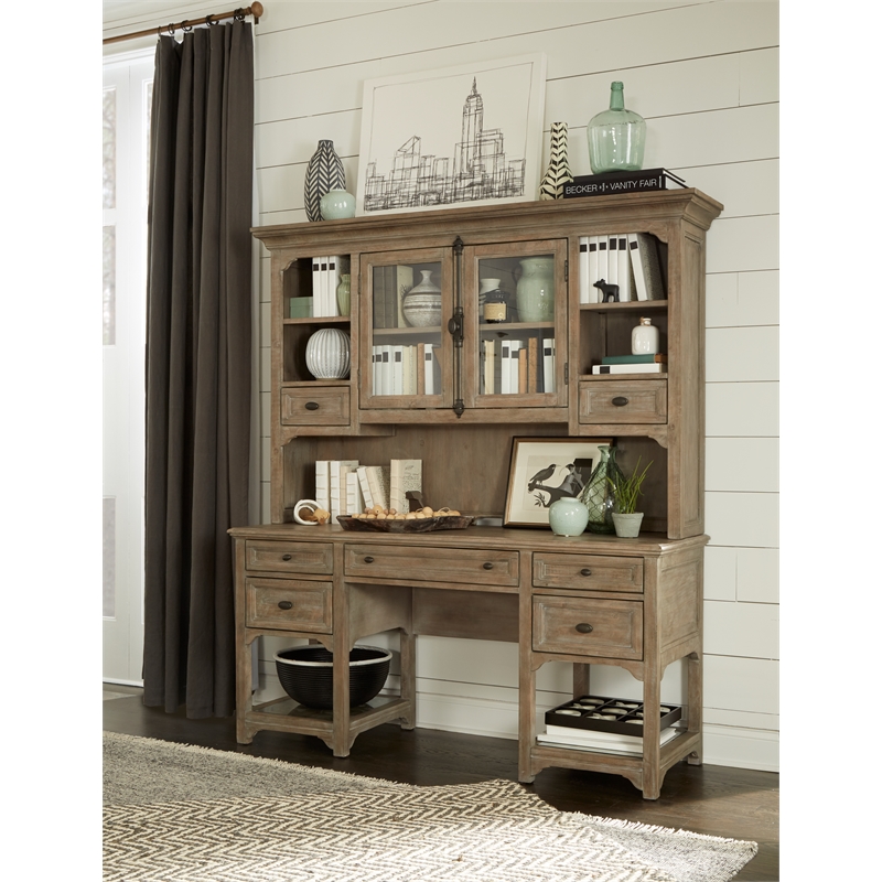 Magnussen Tinley Park Pine Wood Desk in Dovetail Gray