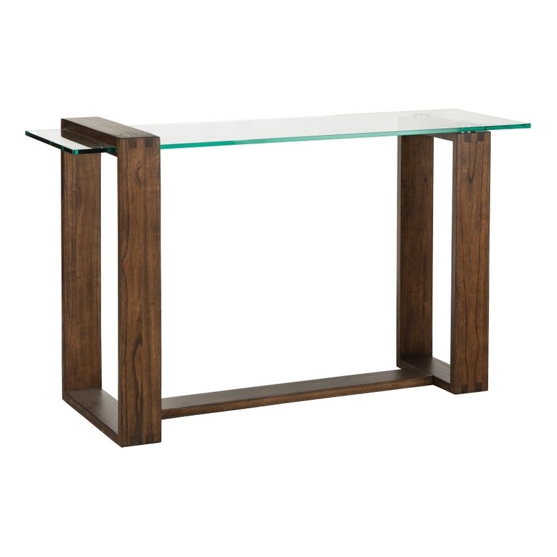 Magnussen Bristow Rectangular Wood and Tempered Glass Sofa Table