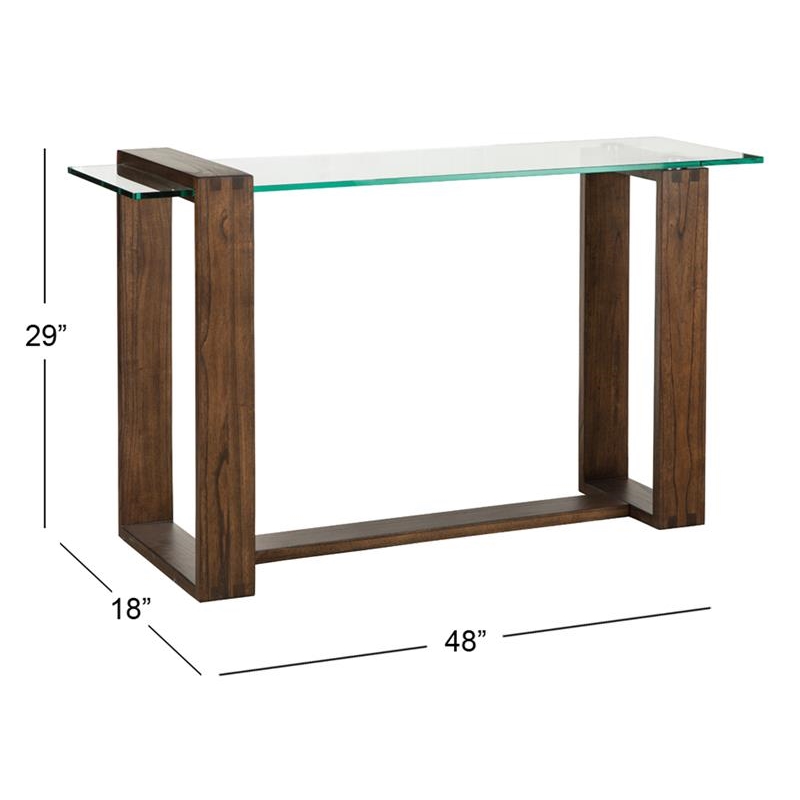 Magnussen Bristow Rectangular Wood and Tempered Glass Sofa Table