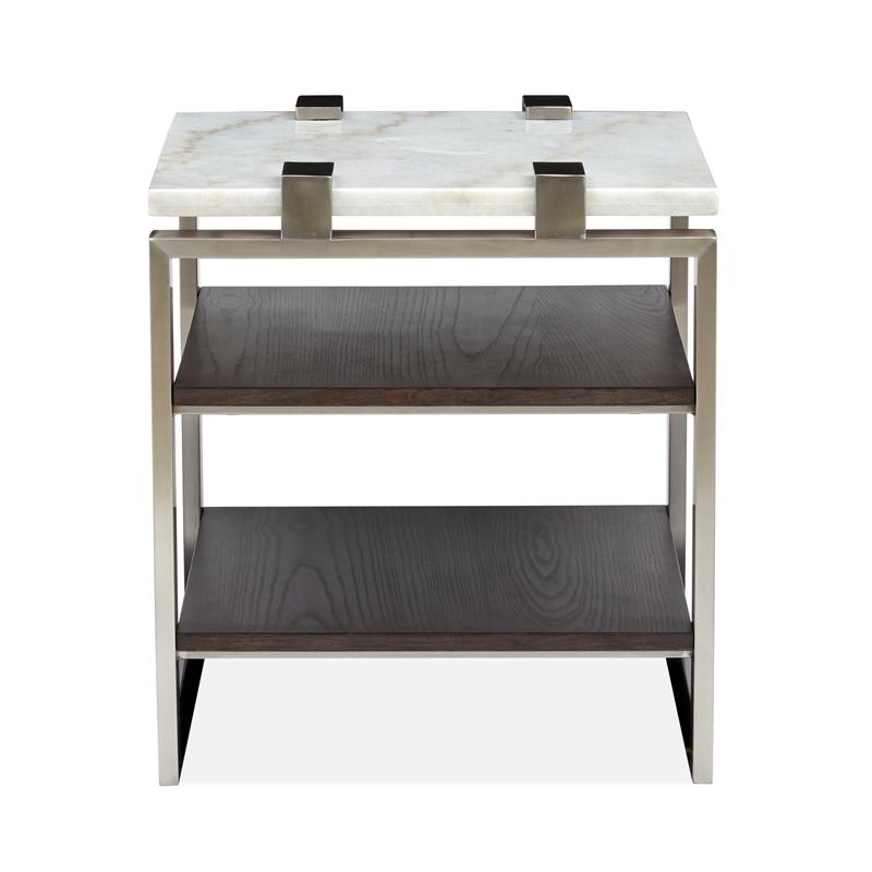 Magnussen Paradox Rectangular Stainless Steel Frame End Table