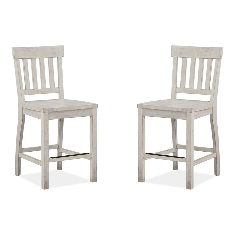 Magnussen Bronwyn Solid Wood Counter Chair in White (Set of 2)