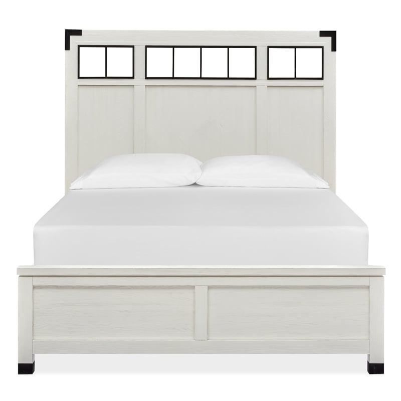 Magnussen Harper Springs Queen Panel Bed Metal/Wood Headboard in White