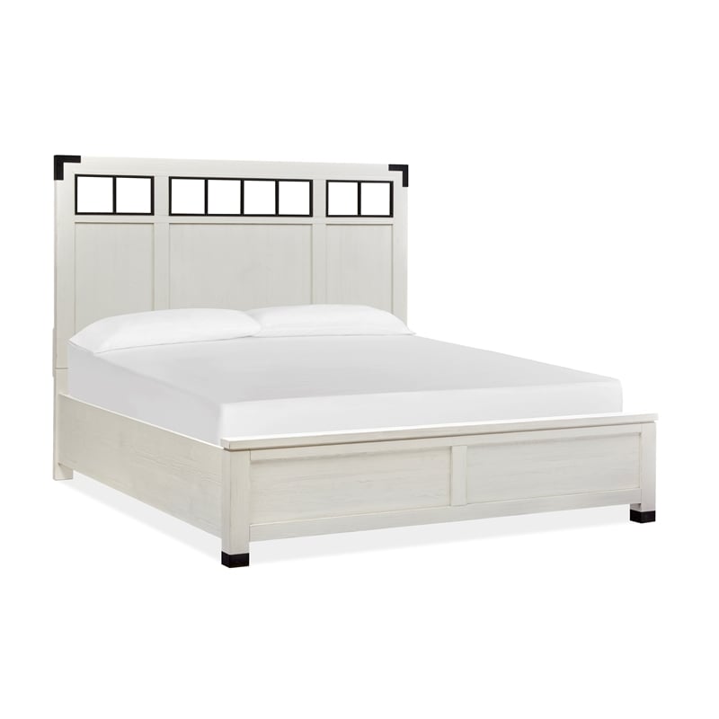 Magnussen Harper Springs King Panel Bed Metal/Wood Headboard in White