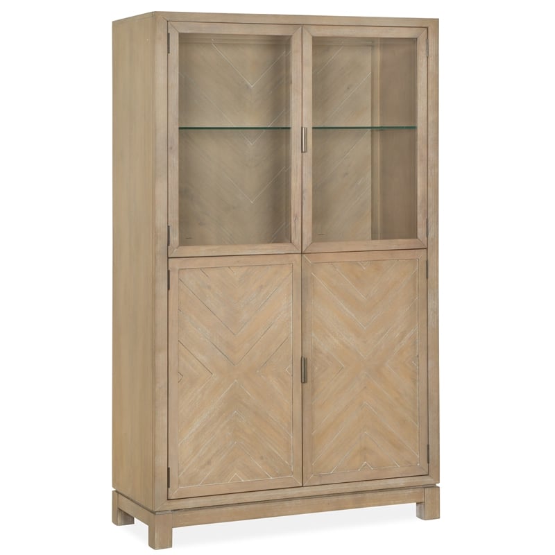 Magnussen Ainsley Acacia Solid Wood Display Cabinet in Tan