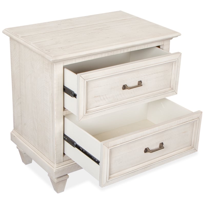 Magnussen Newport Pine Wood 2-Drawer Nightstand in Soft Alabaster