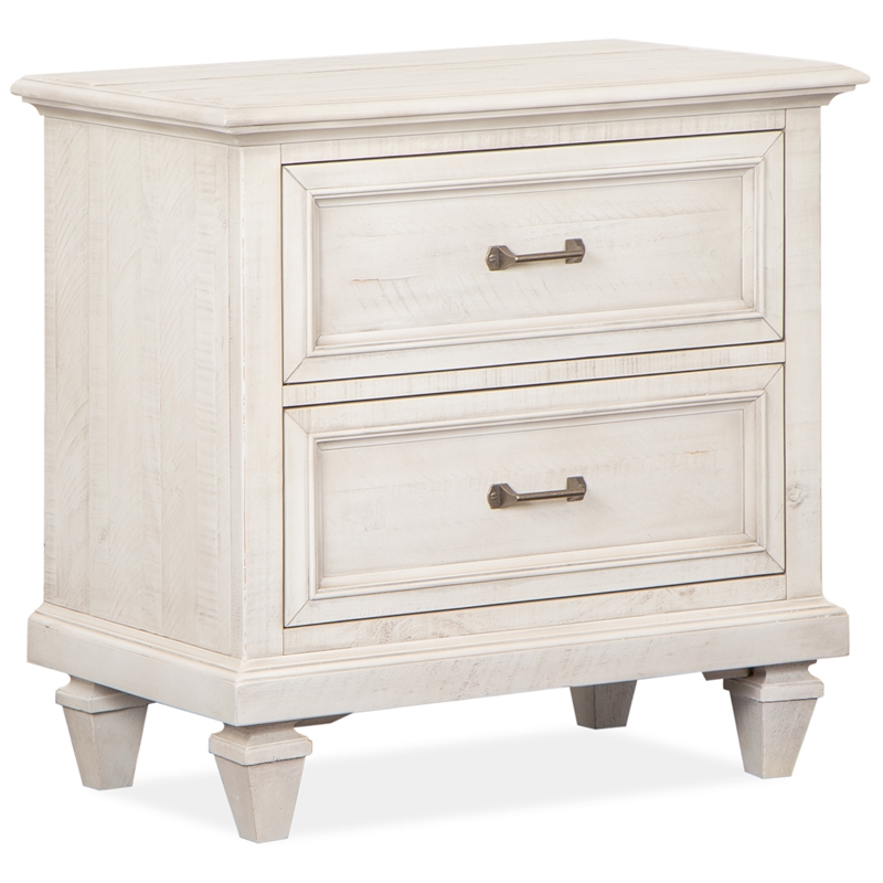 Magnussen Newport Pine Wood 2-Drawer Nightstand in Soft Alabaster