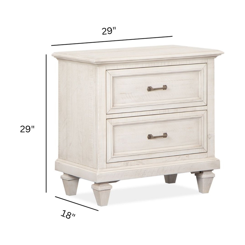 Magnussen Newport Pine Wood 2-Drawer Nightstand in Soft Alabaster