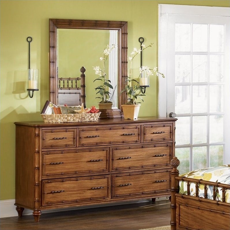 Magnussen Palm Bay 7 Drawer Double Dresser and Mirror Set in Toffee   B1469 20 40 PKG