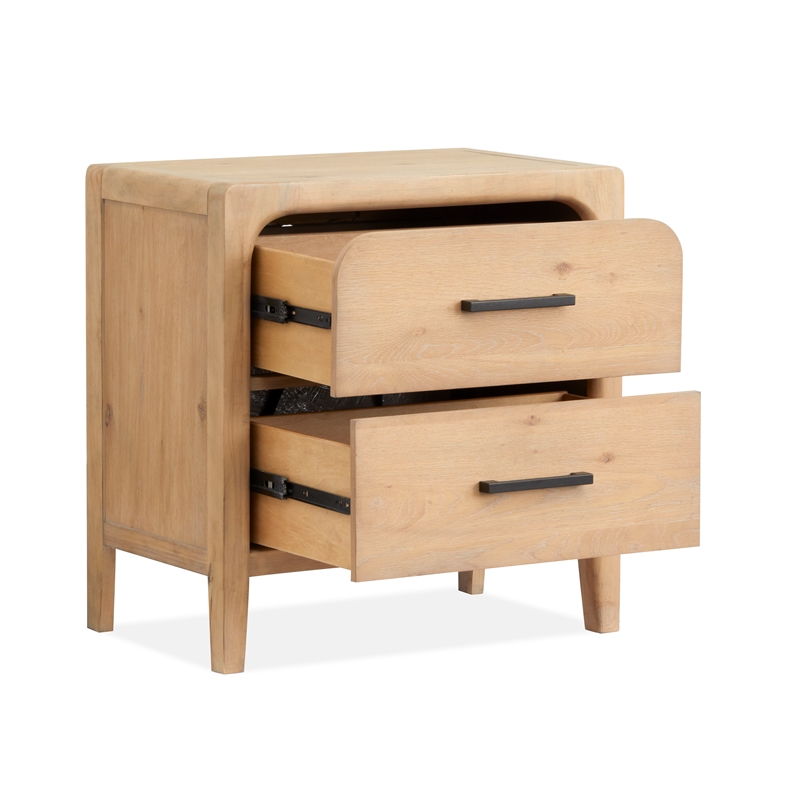 Magnussen Somerset 2-Drawer Wood Nightstand in Butternut Natural/Graphite