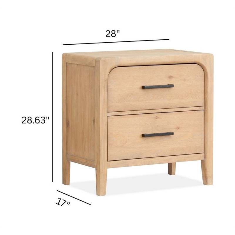 Magnussen Somerset 2-Drawer Wood Nightstand in Butternut Natural/Graphite