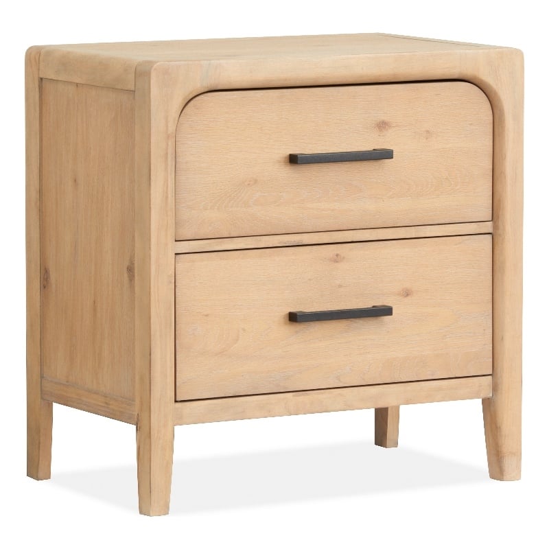 Magnussen Somerset 2-Drawer Wood Nightstand in Butternut Natural/Graphite