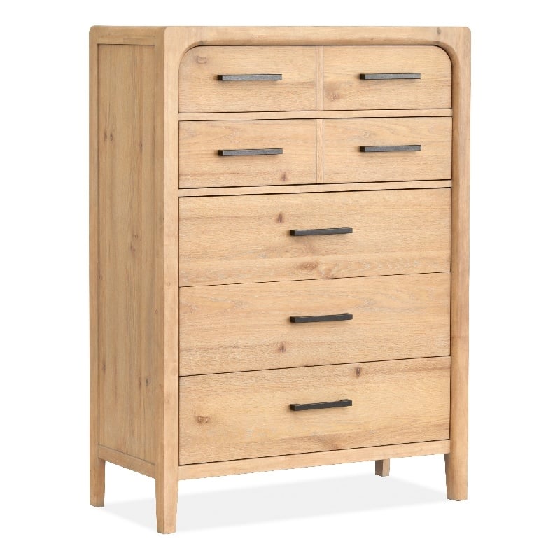 Magnussen Somerset 5-Drawer Wood Chest in Butternut Natural/Graphite