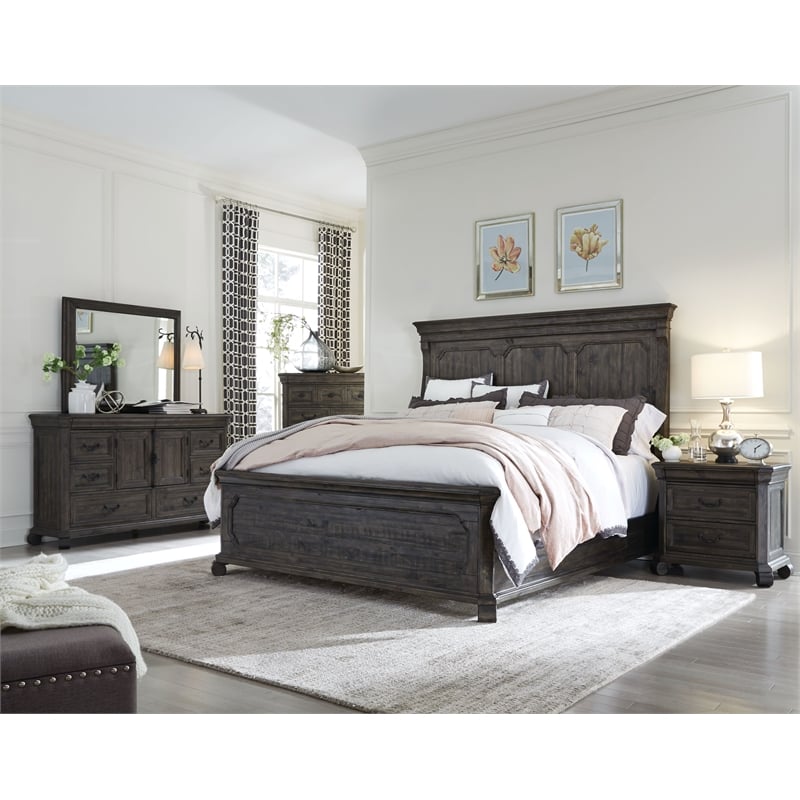 Magnussen Home Bellamy Peppercorn Drawer Dresser With Landscape Mirror