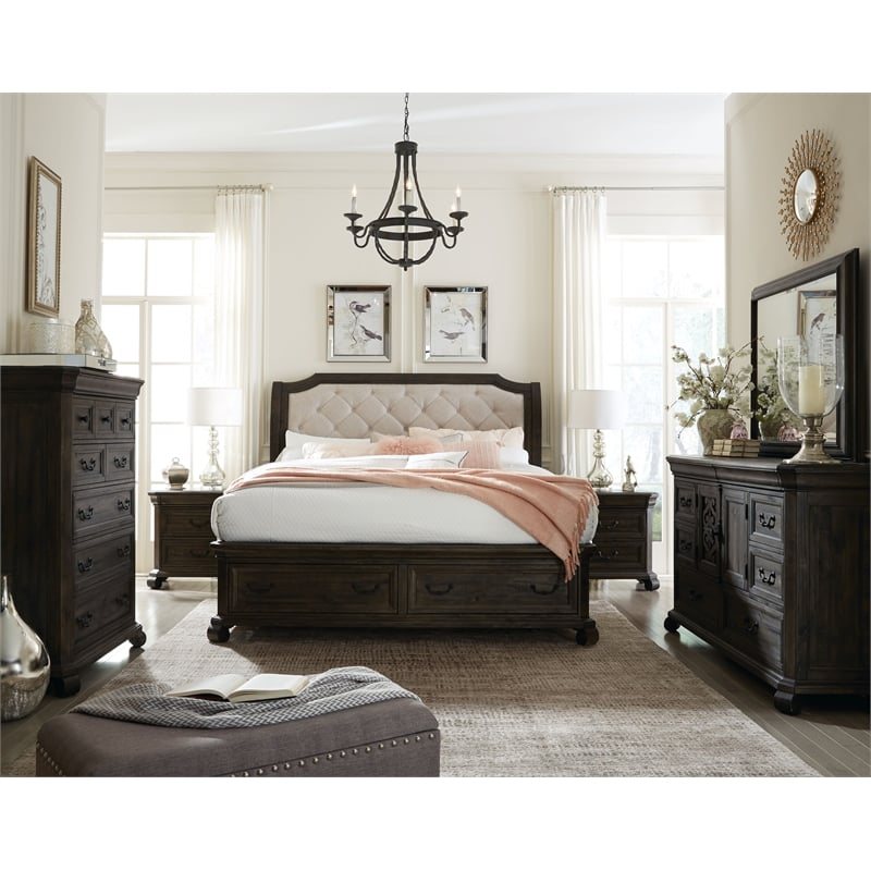 Magnussen Home Bellamy Peppercorn Drawer Dresser With Landscape Mirror