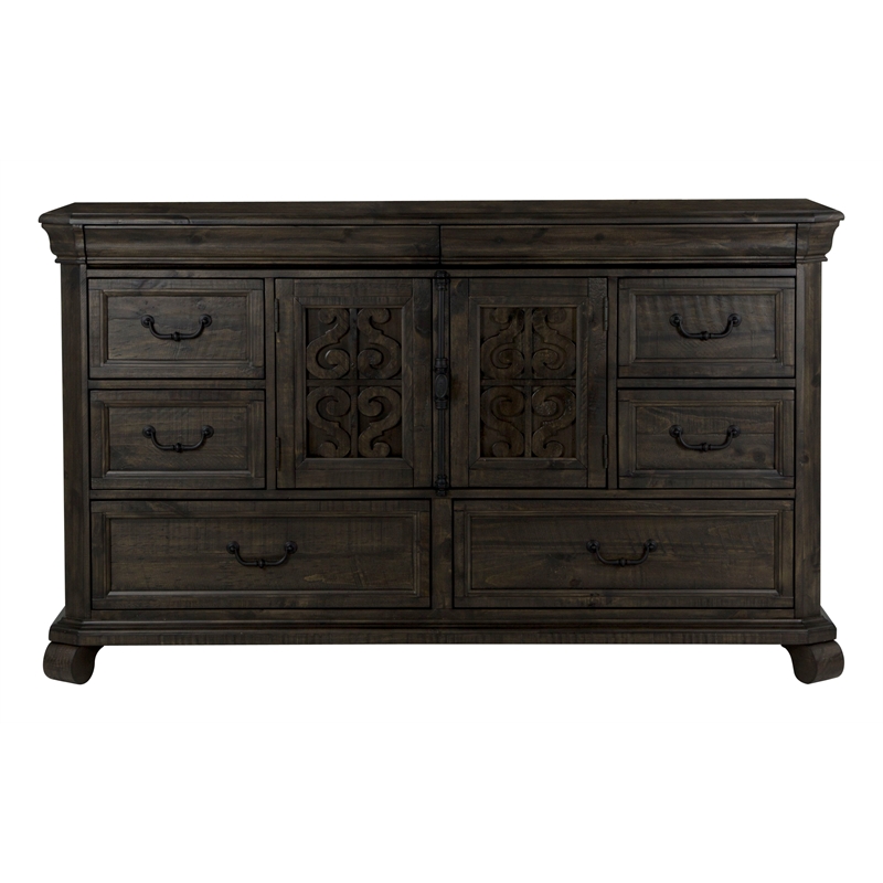 Magnussen Home Bellamy Peppercorn Drawer Dresser With Landscape Mirror