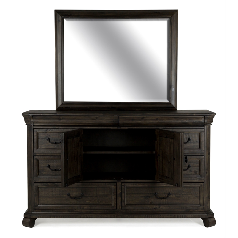 Magnussen Home Bellamy Peppercorn Drawer Dresser With Landscape Mirror