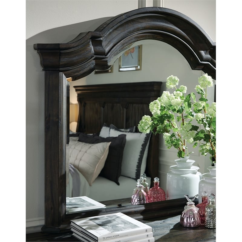 Magnussen Home Bellamy Peppercorn Drawer Dresser With Shaped Mirror