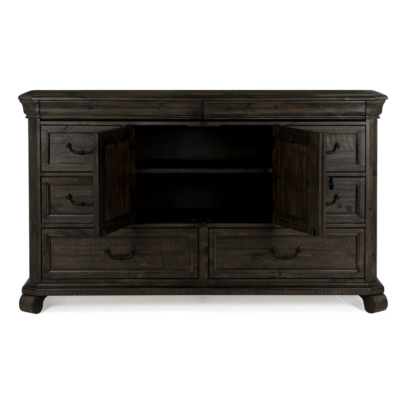 Magnussen Home Bellamy Peppercorn Drawer Dresser With Shaped Mirror