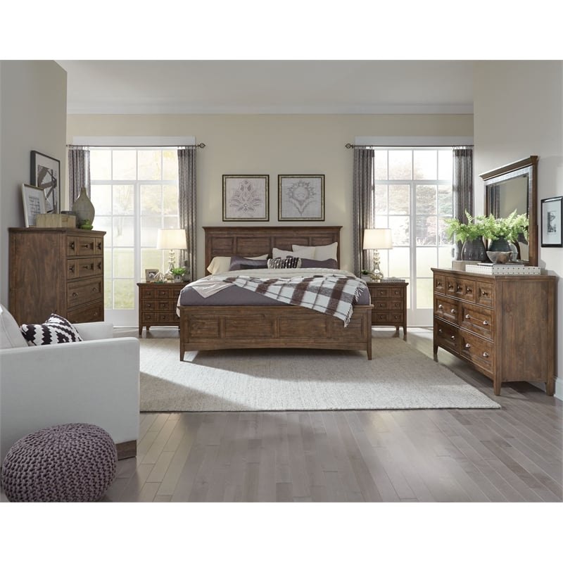 Magnussen Home Bay Creek Toasted Nutmeg Drawer Dresser With Landscape Mirror