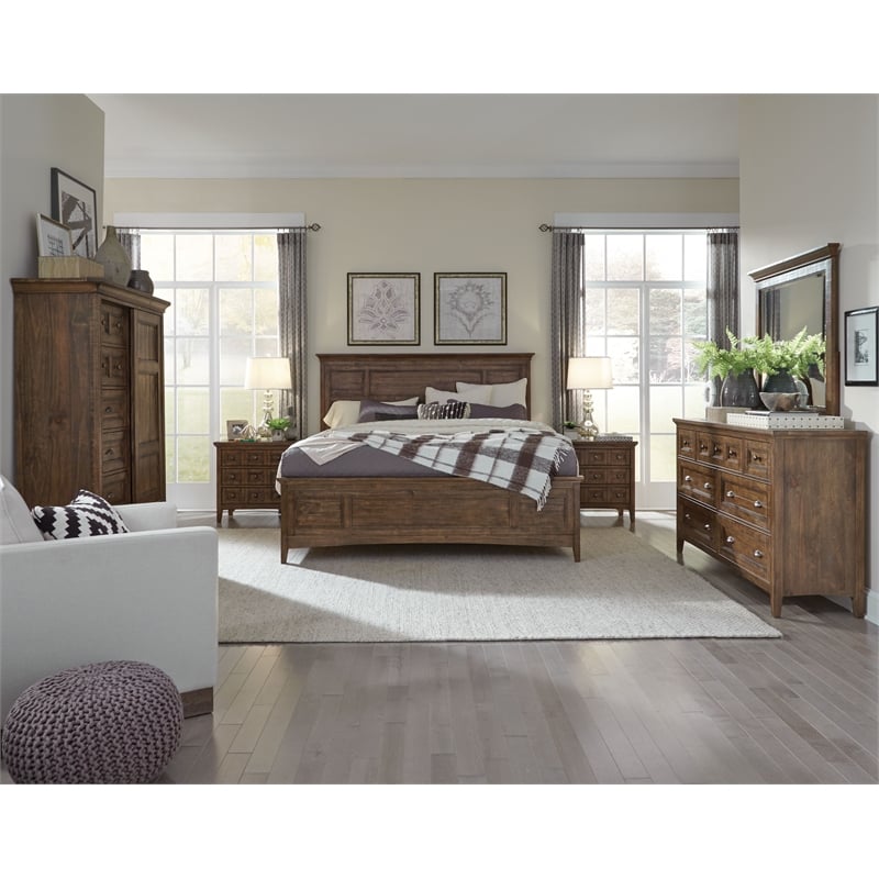 Magnussen Home Bay Creek Toasted Nutmeg Drawer Dresser With Landscape Mirror