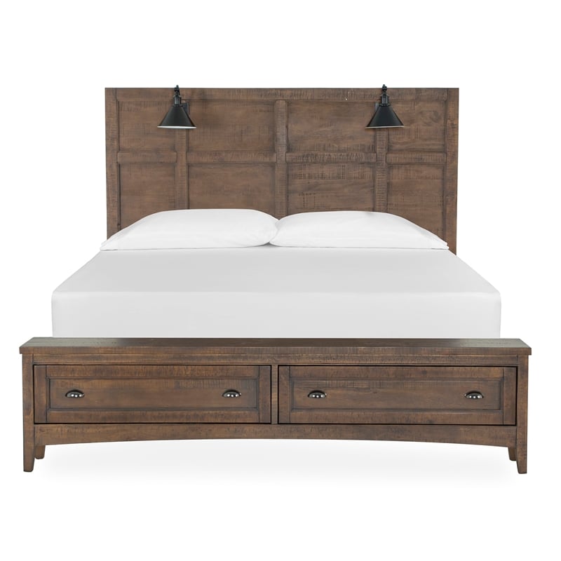 Magnussen Home Bay Creek Toasted Nutmeg King Lamp Panel Storage Bed