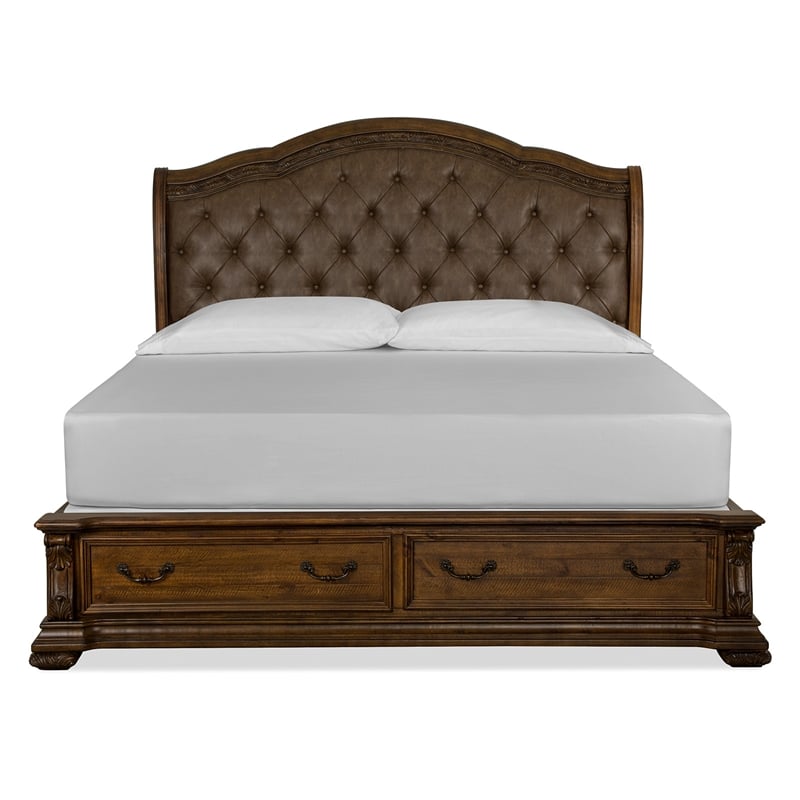 Magnussen Home Durango Willadeene Brown Queen Upholstered Sleigh Storage Bed