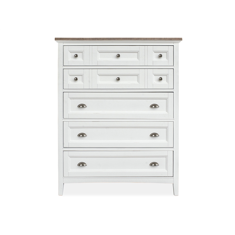 Magnussen Home Heron Cove Chalk White And Dovetail Grey 2 Tone 5-Drawers Chest