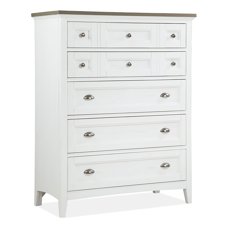 Magnussen Home Heron Cove Chalk White And Dovetail Grey 2 Tone 5-Drawers Chest